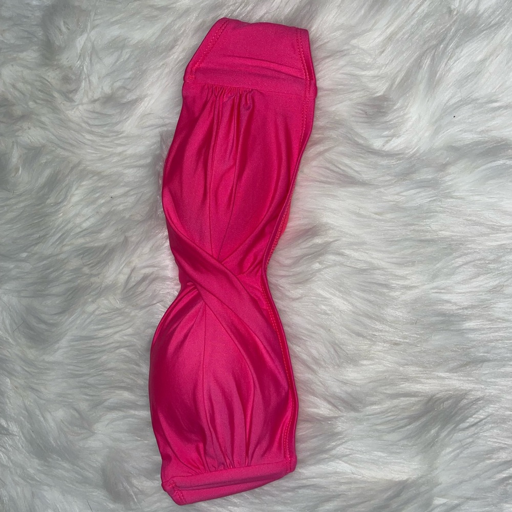 Pink strapless bikini top